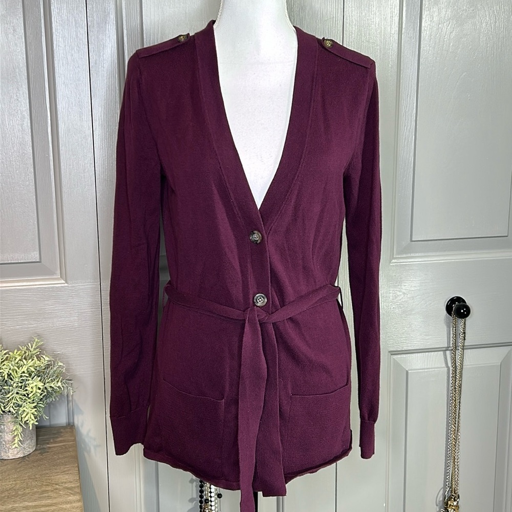 Banana Republic Belted Purple Sweater Cardigan Size M